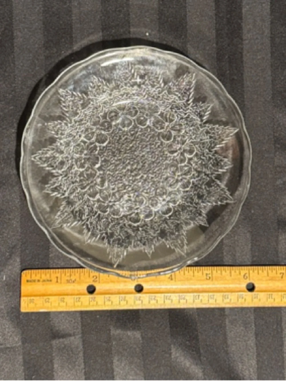 Two Pressed Clear Glass Plates with Floral Design